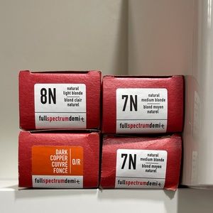 Aveda demi/permcolor 7N, 8N, Dark O/R, light OR